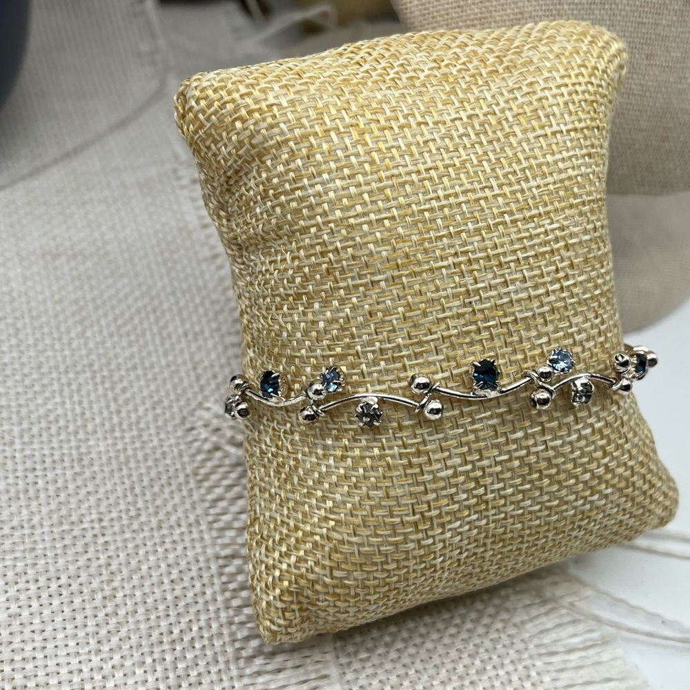 Vintage Vine CZ Bracelet Blue & Clear Stones | 7.25" - Picture 11 of 17